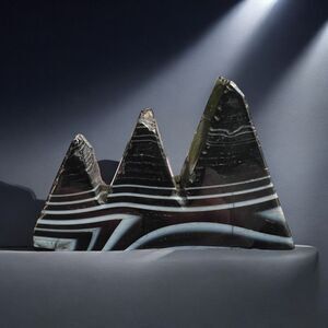 Black Agate Quartz‎ Crystal Mountain Carving (#10)